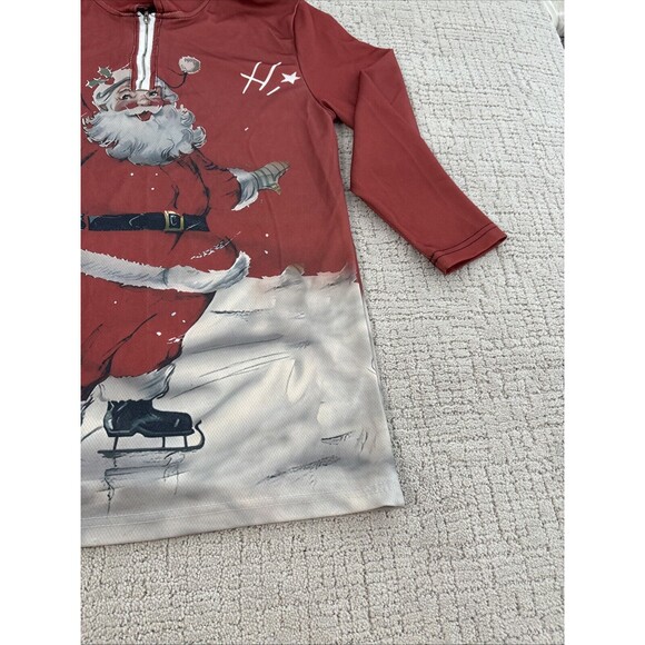 Christmas Printing Santa 1/4 Zipper Shirt Size Small - Picture 10 of 11